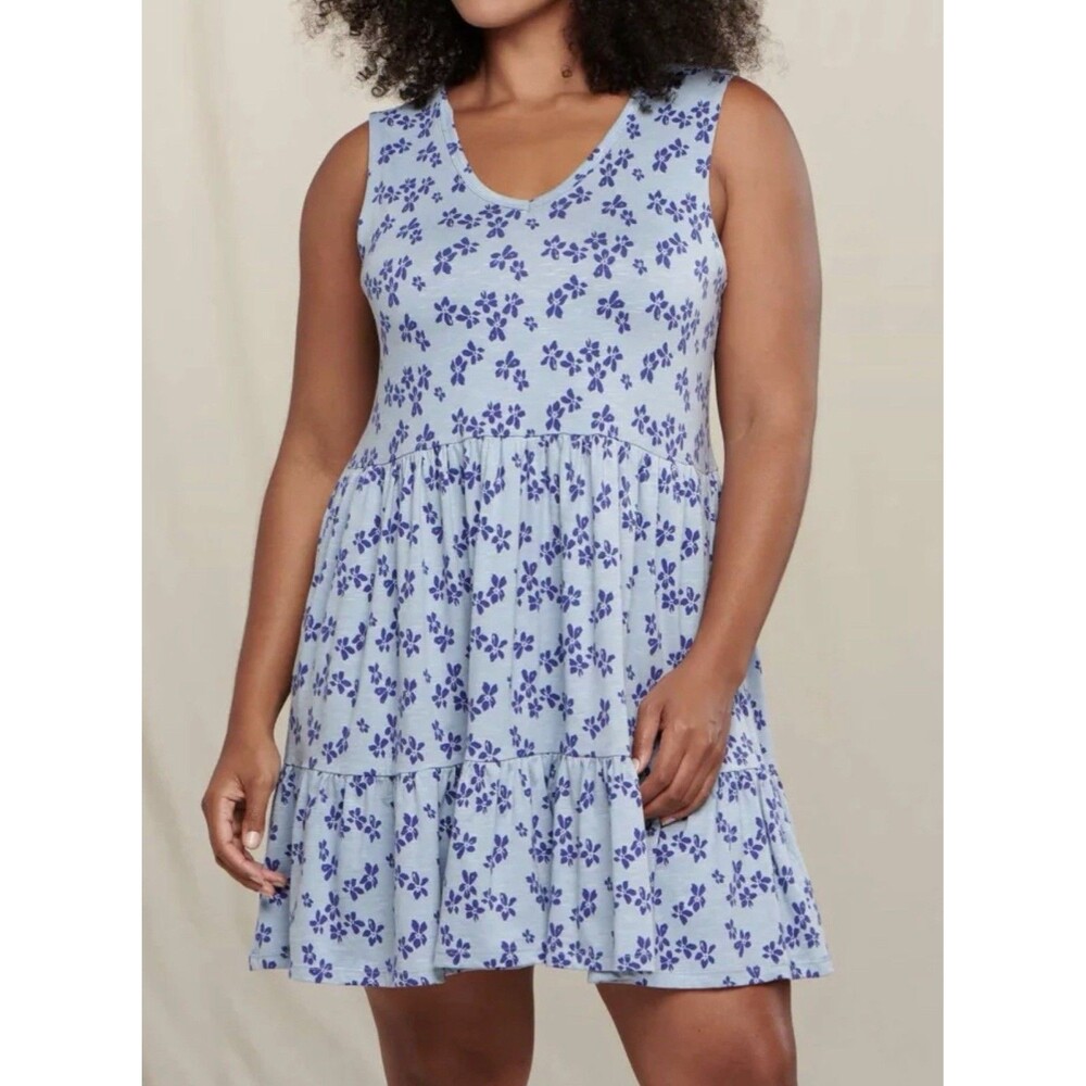 Toad & Co Marley Tiered Shift Dress w/ Pockets Size M Organic Cotton Blend